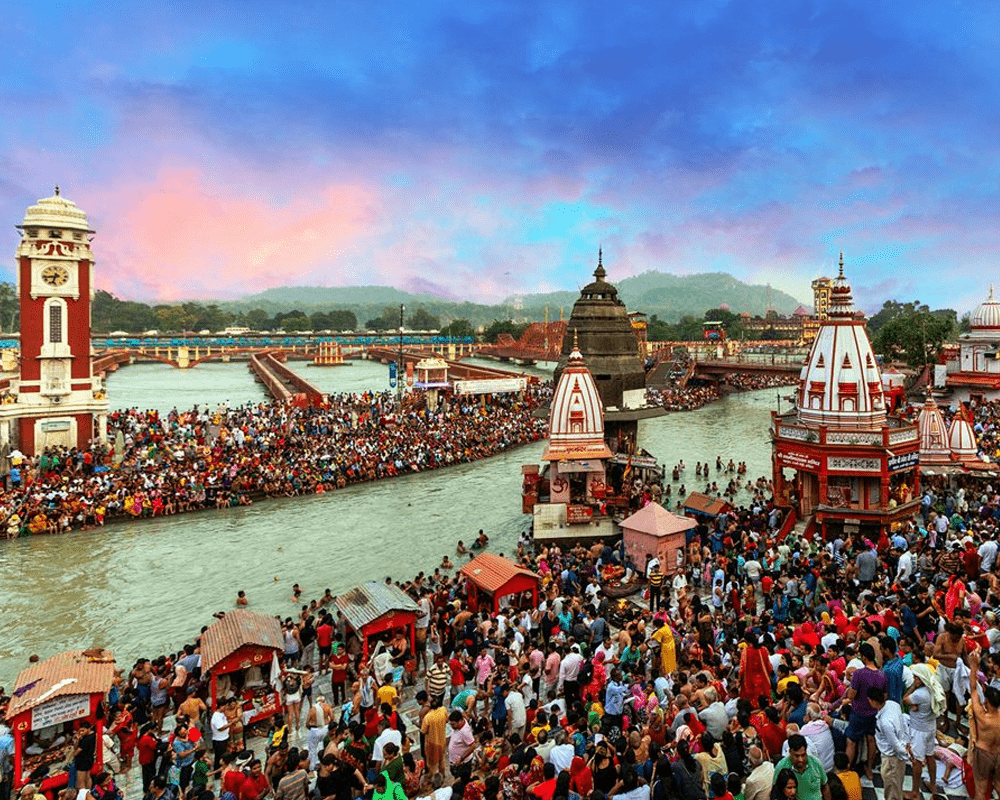 Pilgrims at Har Ki Pauri ghat on the Ganga, Haridwar