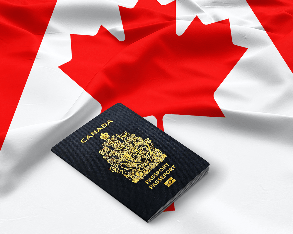 Canadian passport on the Canada flag, Canada visa services