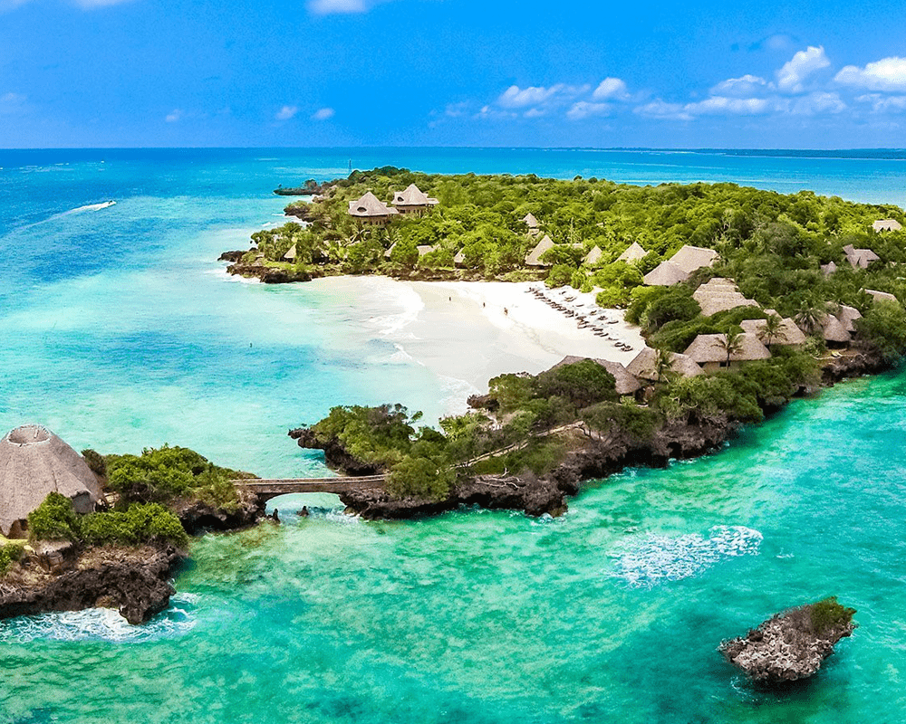 Island and coral reef on the Kenya coast