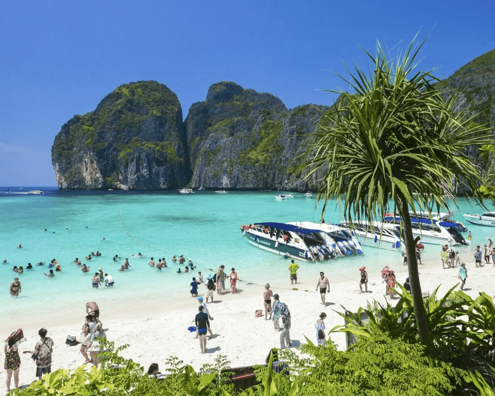 Beach and limestone cliffs of the Phi Phi Islands, Thailand tour package