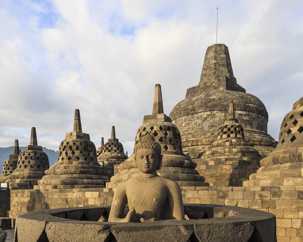 Stupas and Buddha statue at Borobudur Temple, Indonesia, Indonesia and Bali tour package